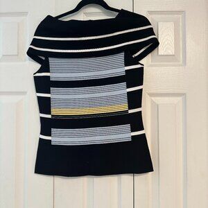 st. john collection color-block striped knit top and skirt